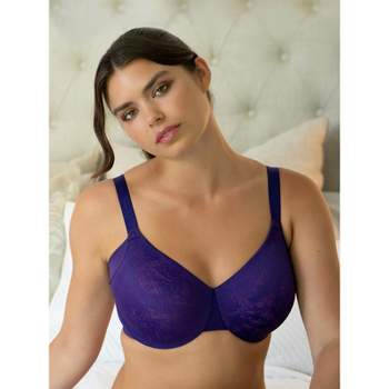 Smart & Sexy Women's Plus Size Retro Lace & Mesh Unlined Underwire Bra  Lilac Iris 44G