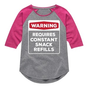 Girls' - Instant Message - Warning Shirt Tail Raglan Graphic T-shirt - 1 of 4