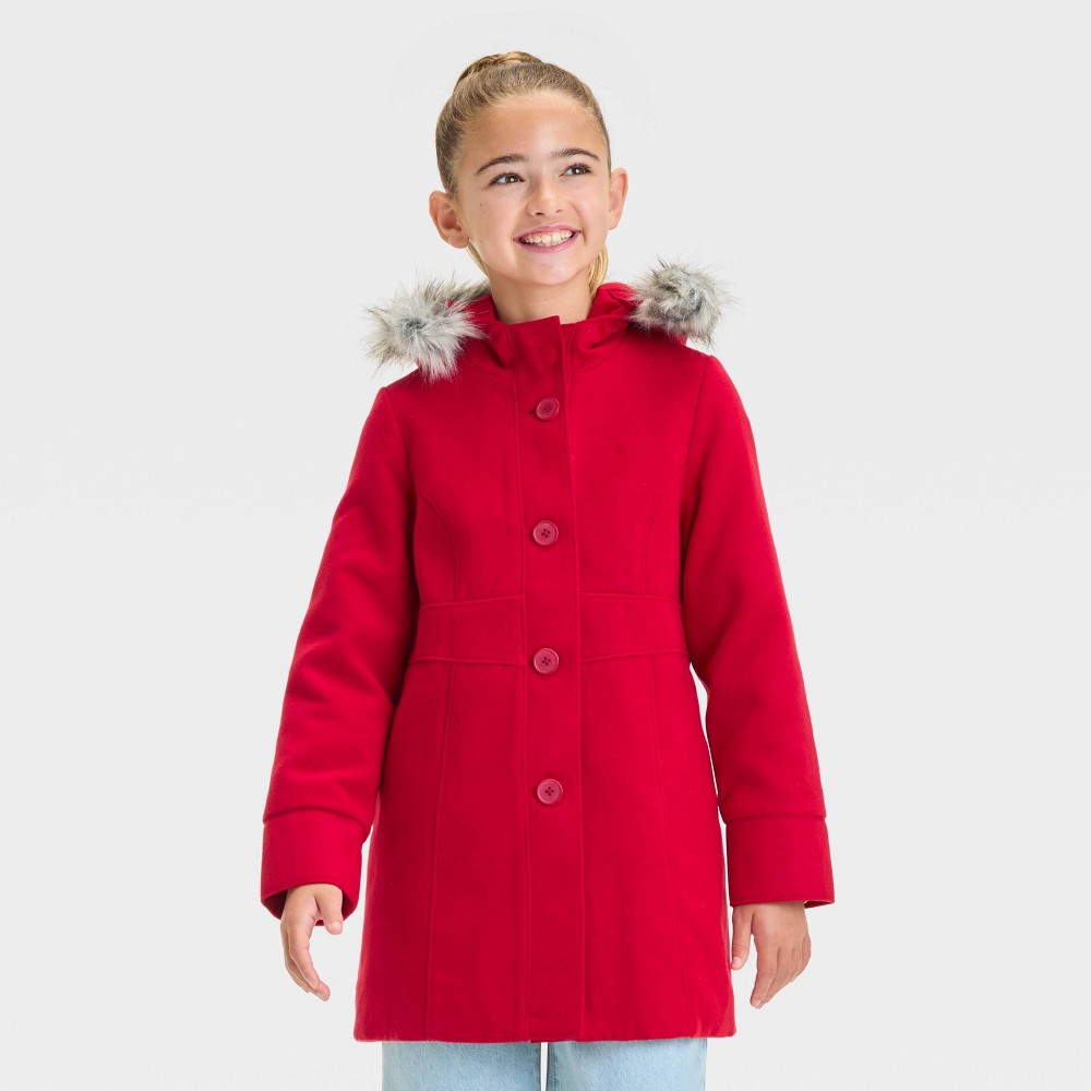 Girls' Solid Faux Fur Jacket - Cat & Jack™ Red XS