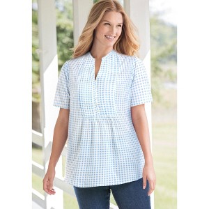 Woman Within Pintucked Half-Button Tunic - 1 of 4