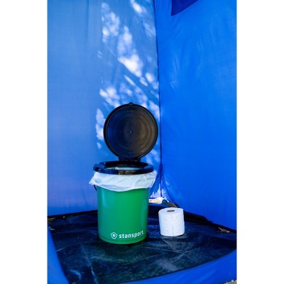 Green and Black Plastic Bucket-Style Portable Toilet with Lid