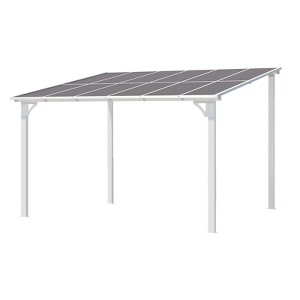CLIHOME 12 ft. x 10 ft. Aluminum Sloped Roof Patio Cover Pergola with Retractable Polycarbonate Canopy for Outdoor Patio Shelter - 1 of 4