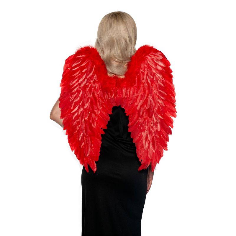 Underwraps Red Feathered Wings Adult Costume Accessory, 1 of 4