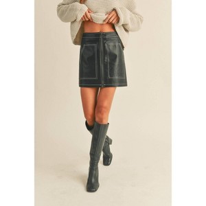 Women's Stitch Detail Zip Skirt - MIOU MUSE - 1 of 3