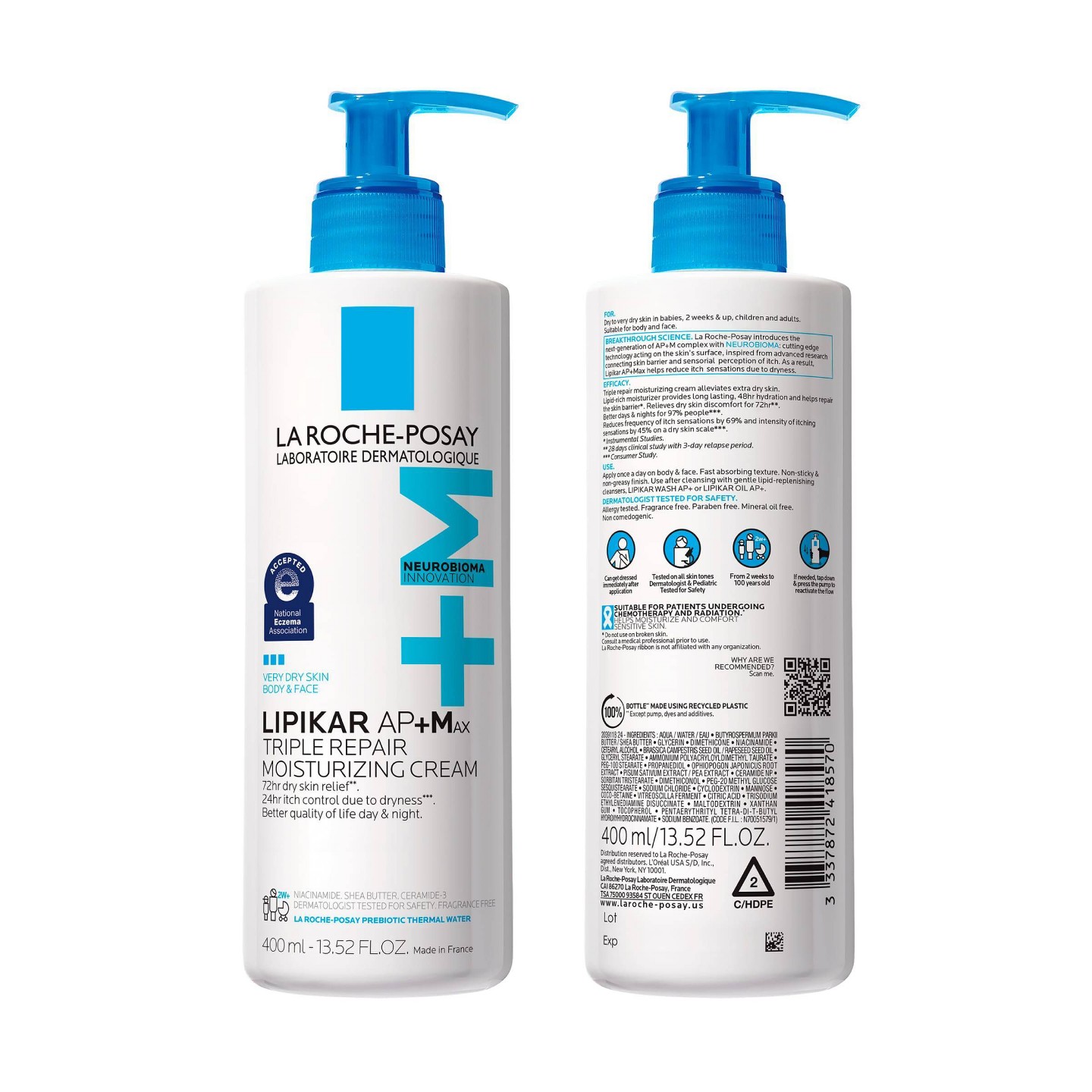 Восстанавливающий крем для тела и лица La Roche Posay Lipikar AP+M, 13.5 fl oz, цвет: Кремовый — фото 2