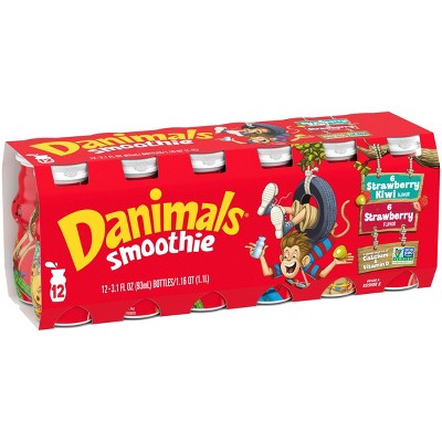 Danimals Strawberry &#38; Strawberry Kiwi Kids&#39; Smoothies - 12ct/3.1 fl oz Bottles