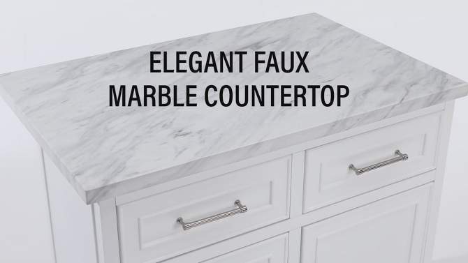 Cutler Faux Marble Top Kitchen Island White/White Marble - Crosley, 2 of 16, play video