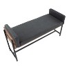 TiramisuBest Mid Century Modern Tan Leather Bench - Brown, Tan Genuine Leather, Solid Wood Entryway Bench, 16.1L x 47.5W - 3 of 4