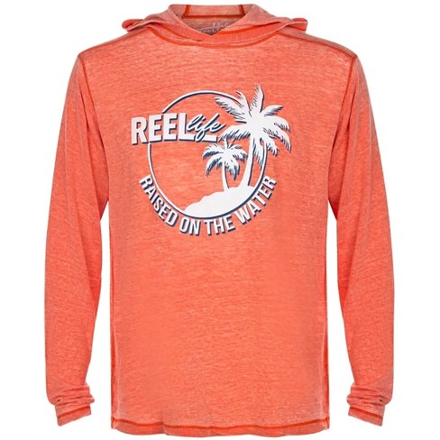 Reel Life Circle Palm Ocean Washed Captiva Hoodie - Small - Spicy Orange :  Target