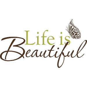WallPops Life Is Beautiful Wall Decal, Brown Green