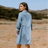 Women's Light Blue Denim Collared Button Up Mini Shirt Dress - Cupshe - 4 of 4