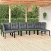 vidaXL Patio Furniture Set Sofa for Garden Lawn Black and Gray Poly Rattan - 2 of 4