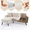 SKRAN 3 Seat 80" W L Shaped Couch Sofa with Wide Chaise Lounge & Two Pillows,Button Tufted Upholstered Sectional Sofa for Bedroom Living Room, Beige - 2 of 4