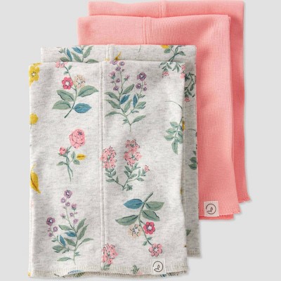 Image of little Planet By Carter's Baby 4pk Organic Cotton Floral Burp Cloth Set - Pink