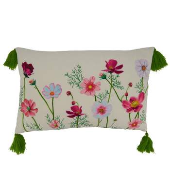 Saro Lifestyle Floral Appliqué Throw Pillow With Poly Filling
