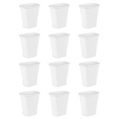 Sterilite 10538006 10 Gallon Ultra Plastic Wastebasket Trash Can for Home Bedrooms, Kitchens, or Office Spaces, White (12 Pack)