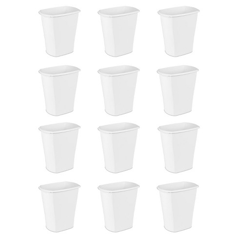 Sterilite 11 gal. Slim Handsfree Portable Wastebasket Trash Can, White (12 Pack)