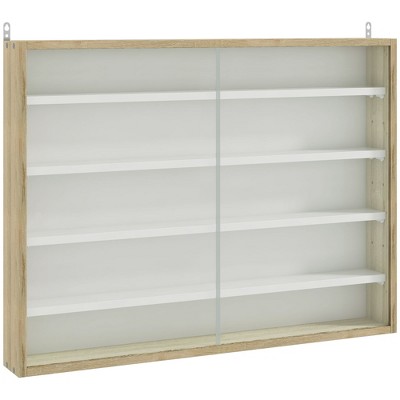 HOMCOM 5-Tier Display Cabinet, Wall-Mounted Glass Door Cabinet with 4 Adjustable Shelves