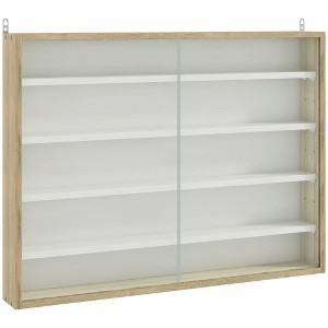 HOMCOM 5-Tier Display Cabinet, Wall-Mounted Glass Door Cabinet with 4 Adjustable Shelves - 1 of 4
