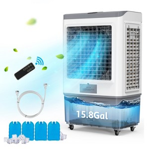 ROVSUN 60L Portable Swamp Cooler with Remote, 2900CFM Evaporative Air Cooler Fan with Oscillating Timer & Ice Packs for Indooor Outdoor Patio Garage - 1 of 4