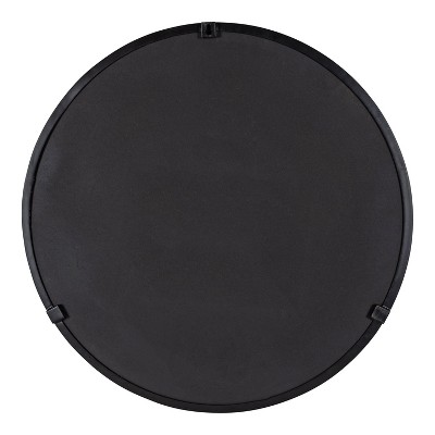 Elegant 26.5" Rollo Round Iron Wall Mirror in Black