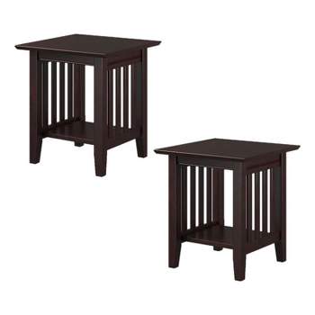 AFI Mission Solid Wood Modern End Table (Set of 2) in Espresso