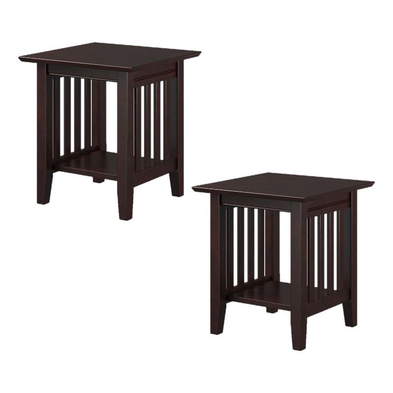 AFI Mission Solid Wood Modern End Table (Set of 2) in Espresso, 1 of 8