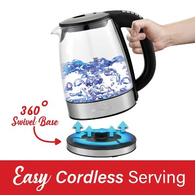 Brentwood 1.79-Qt Black Glass Electric Kettle with LED Light