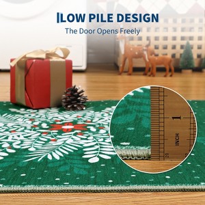 Christmas Area Rug Floral Pattern Floor Cover Washable Indoor Carpet Rug Decorative Non Slip Accent Rug for Bedroom - 1 of 4