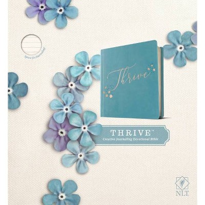 NLT Thrive Creative Journaling Devotional Bible (Hardcover Leatherlike, Teal Blue with Rose Gold)