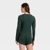 Women's Ribbed Long Sleeve Shirt and Shorts Pajama Set - Auden™ - 2 of 3