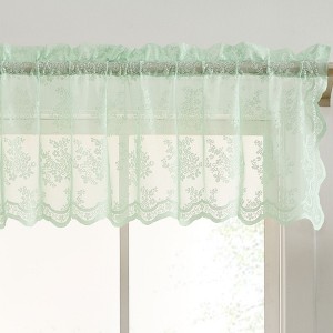 HLC.ME Jolene Floral Rod Pocket Lace Sheer Short Valance for Small Windows, Kitchen and Bathroom - 54 W x 18 L - 1 of 4