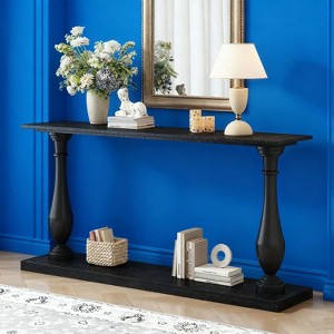 KTMBDW Console Table 63”, 2-Tier Narrow Sofa Side Table with Storage Shelf and Tapered Legs, Entrance Table for Hallway, Living Room, Corridor, Office - 1 of 4