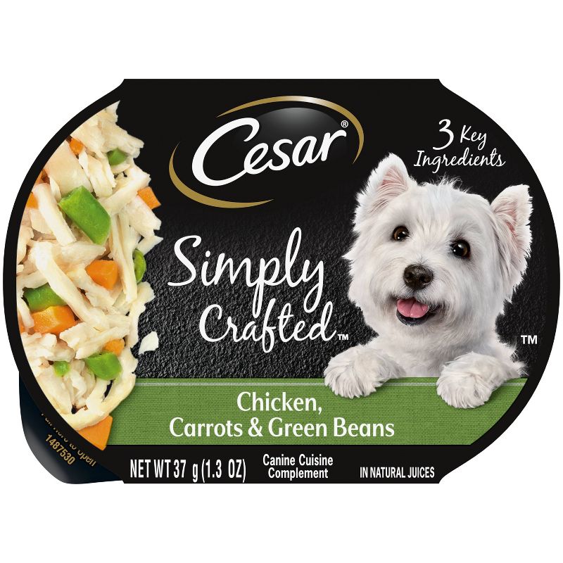 Cesar Simply Crafted Chicken, Carrots &#38; Green Beans Adult Wet Dog Food Meal Topper -1.3oz, 1 of 11