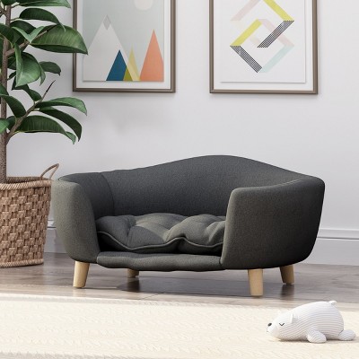 LAOTIES  Modern Dog Bed–Small Pet Bed With Plush Cushion And Birch Wood Legs