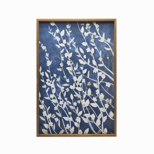 HomeRoots Azure Blossoms Brown Framed Canvas Wall Art - 1 of 4