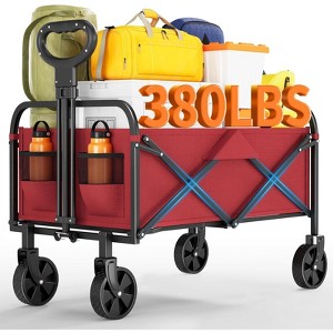 Wagons Carts Foldable,  Utility Collapsible Wagon with All-Terrain Wheels, Drink Holders & Adjustable Handle - 1 of 4