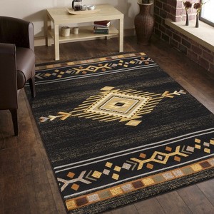 Okak Retro Southwest Area Rug, Living Room Rug with Jute Backing and Stain Resistant Surface, Jute Rug for Bedroom, Kitchen - 1 of 4