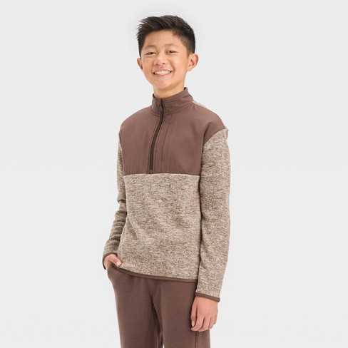 Boys' Fleece ¼ Zip Sweater - All In Motion™ Beige XS