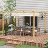 Outsunny Outdoor Retractable Pergola, Heavy Duty Wood Grain Aluminum with Weather Resistant Fabric Sun Shade Canopy, Patio Shelter - 3 of 4