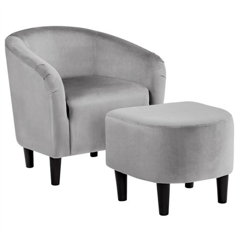 Yaheetech Fabric Upholstered Accent/barrel Chair And Ottoman Set