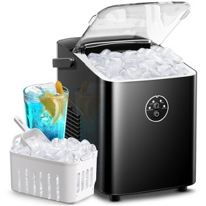 ZAFRO Countertop Ice Maker with Handle, 8 Bullet Ice Ready in 6 Mins, Self-Cleaning Portable Ice Machine with Basket and Scoop, Black - 1 of 4