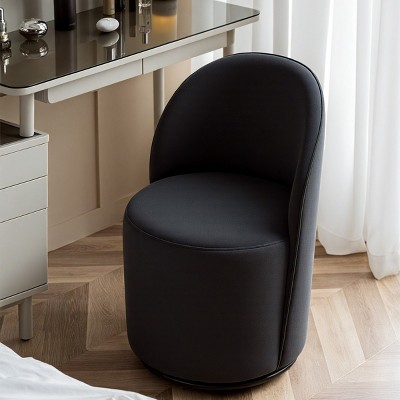Velvet Swivel Vanity Chair with Metal Base,360° Rotating Upholstered Round Back Chair,Modern Makeup Chair for Bedroom Dressing Table-Baofuwish