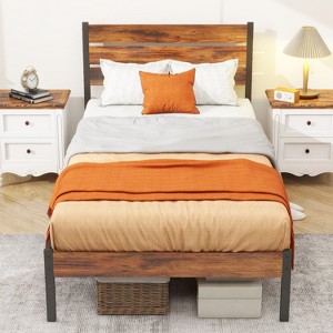 IULULU Metal Platform Bed Frame - Mattress Foundation with Headboard and and Footboard - 1 of 4