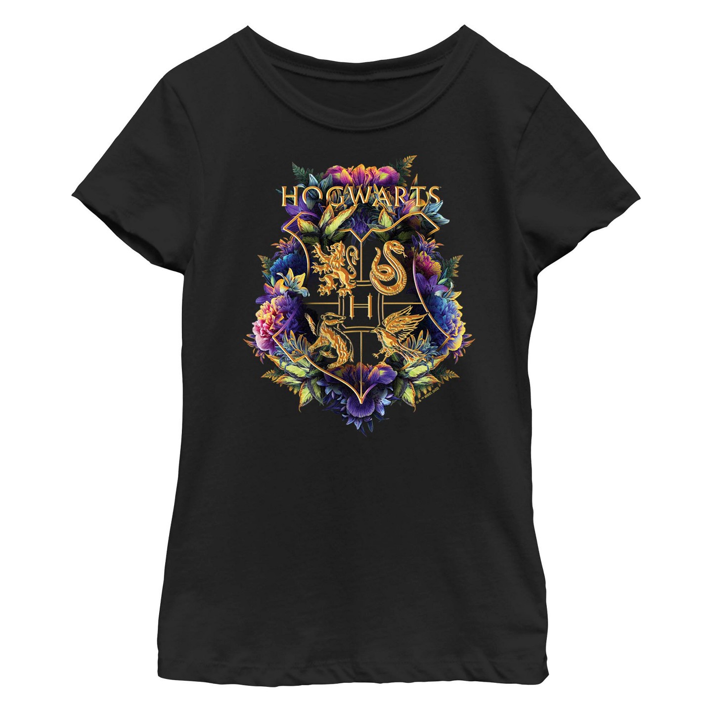 Футболка Harry Potter Hogwarts Plant Crest T-Shirt - Black для девочек, цвет: Чёрный — фото 1