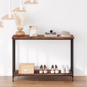 41.3" 2-Tier Vintage Console Table | Metal Shelves Organizer | Entryway Stand, Sofa Side Table & Plant Holder for Living Room - 1 of 4