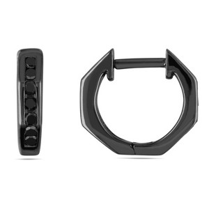 EVERLY JEWELRY | Sterling Silver 1/4 CT Black Diamond TW Cuff Earrings Black Rhodium Plated - 1 of 4