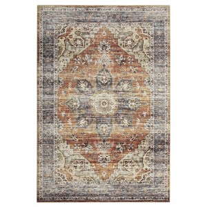 Luxury Pearl Velvet Persian Flower Rug, Foldable & Washable, Non-Slip, Kid & Pet Friendly, Durable Edges for Busy Areas - 1 of 4