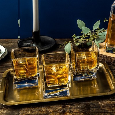 JoyJolt Carre 10oz Clear Square Whiskey Glass Set