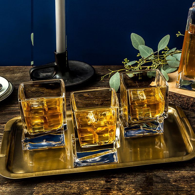 JoyJolt Carre Square Scotch Glasses - Set of 2 Old Fashioned Whiskey Glass - 10-Oz Bourbon Glasses, 5 of 7
